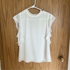 White Ruffle Sleeve Top